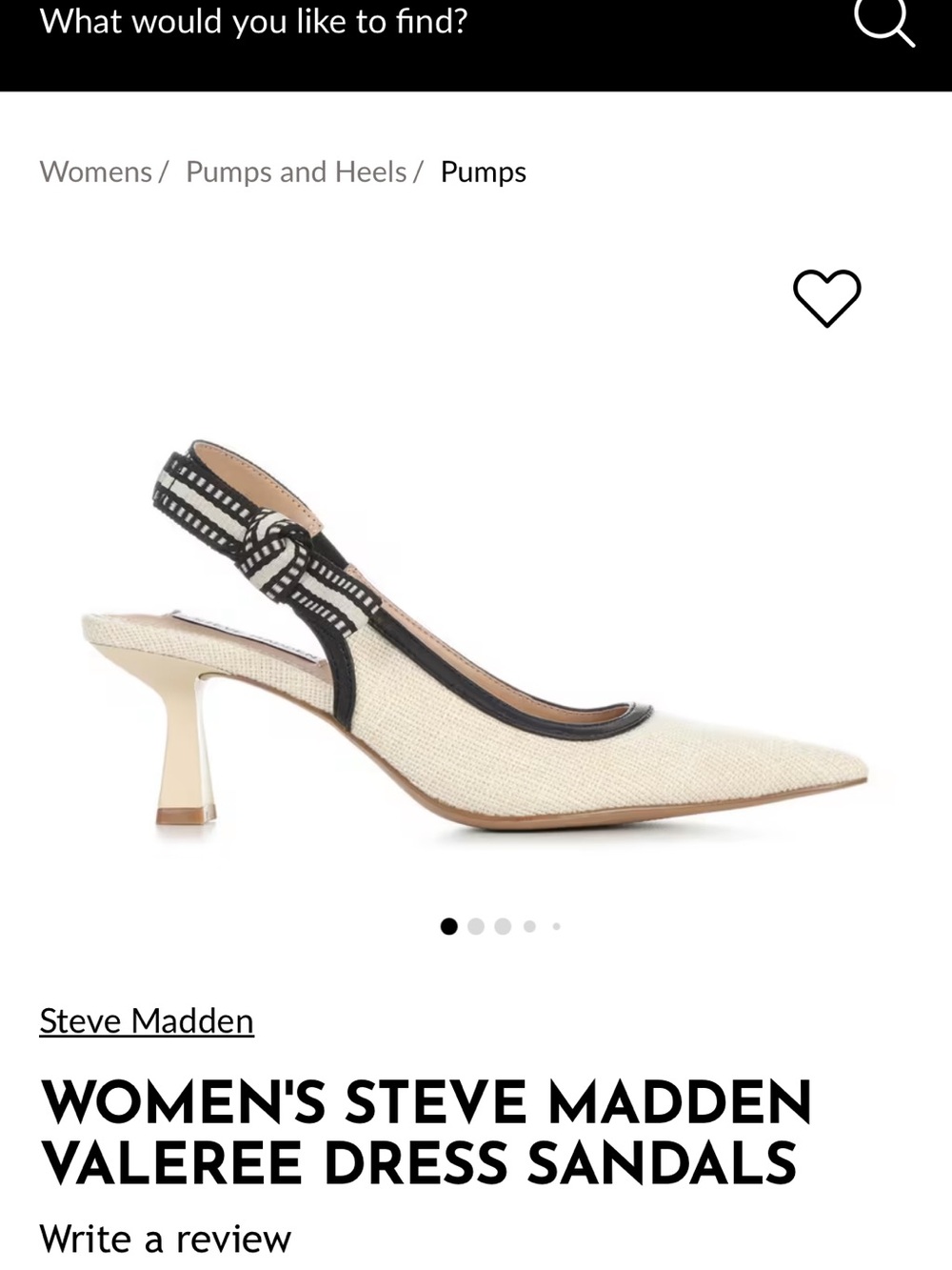 Steve Madden Cream and Black Pointed Slingback Heels